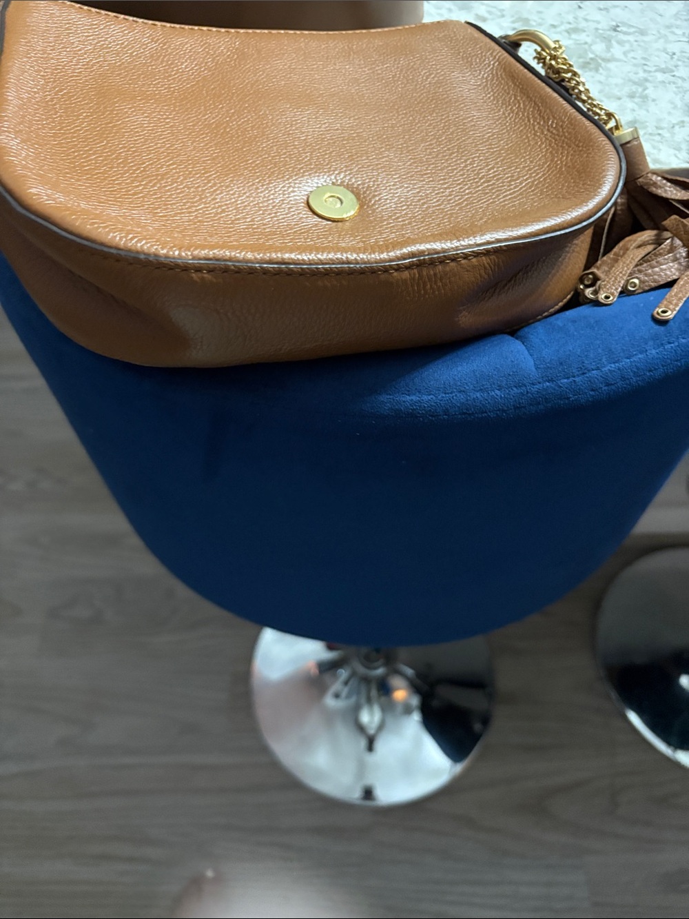 Michael Kors Tan & Brown Suede Leather Messenger Bag - Picture 8 of 8